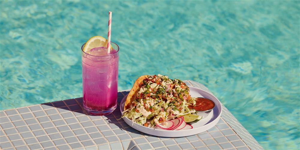 Crunchy Tacos and Cocktail at the Pool